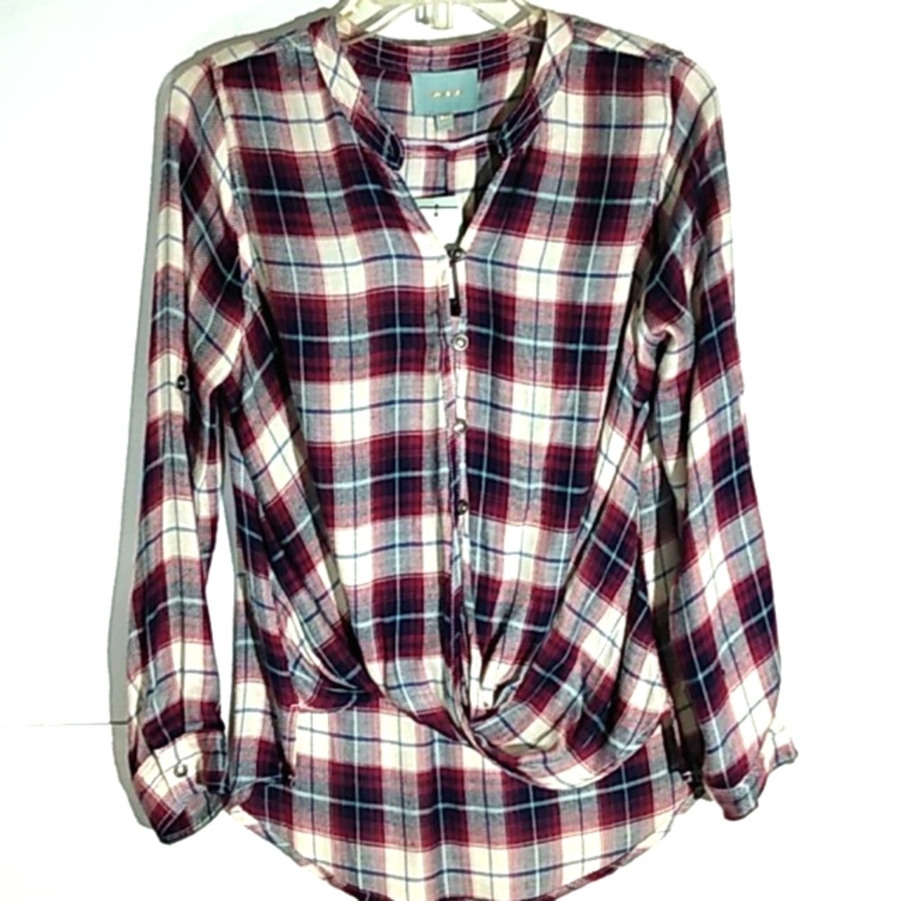 SKIES ARE BLUE NWT LONG SLEEVE CHECKERED SHIRT SIZE MEDIUM